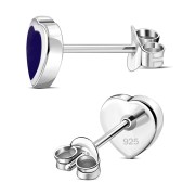 Lapiz Lazuli Heart Silver Stud Earrings, e344